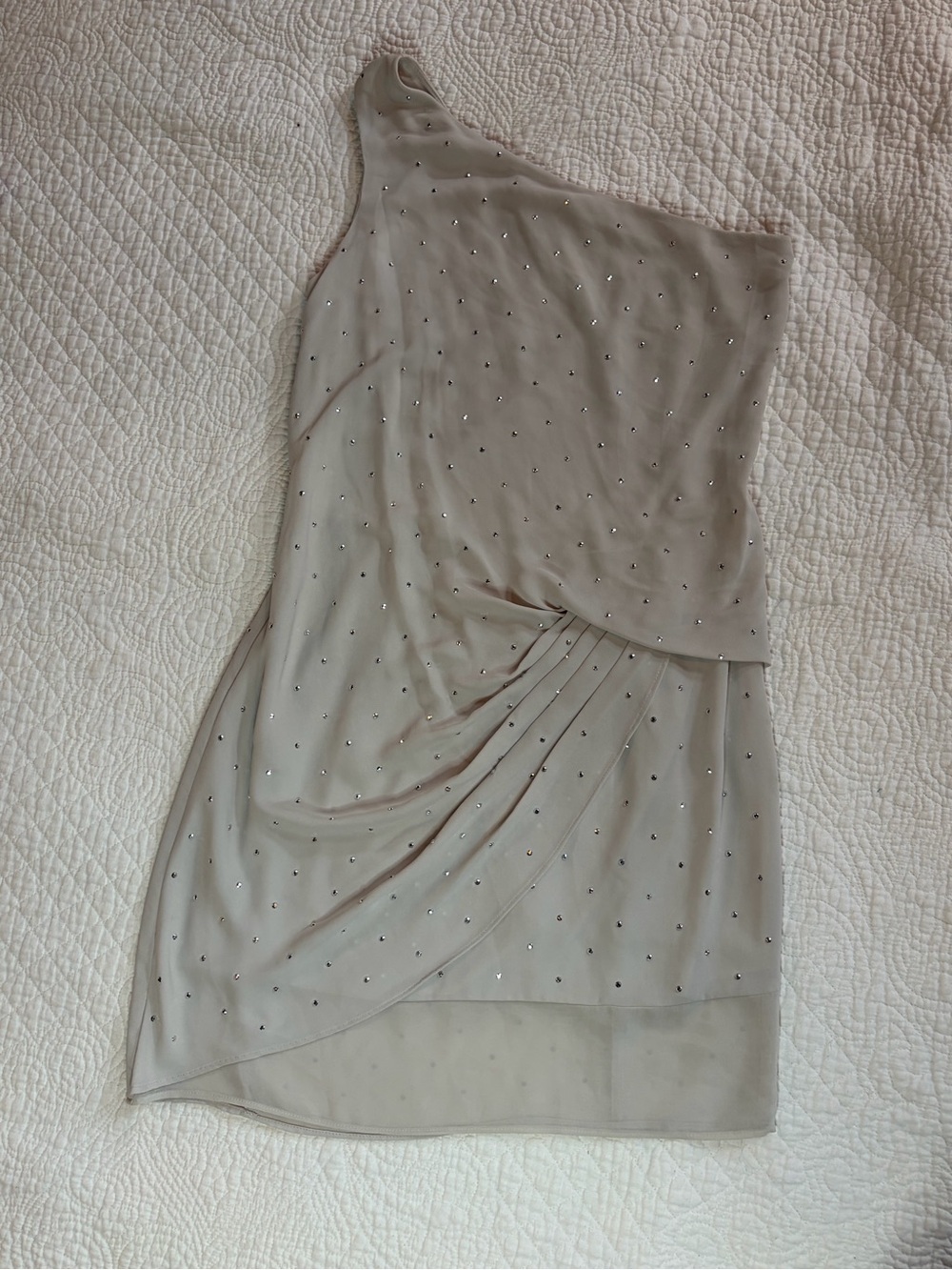 Express Asymmetrical One-Shoulder Embellished Cream Skirt